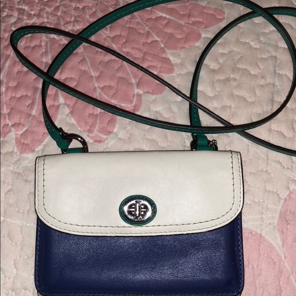 Coach Blue and white crossbody/Wallet